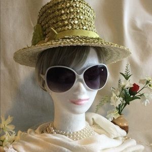Vintage Adolfo II  Lime Green Straw  ‘Tophat’